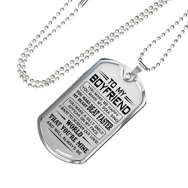 To My Boyfriend Love Girlfriend - Letter to boyfriend Dog Tag Necklace for Men